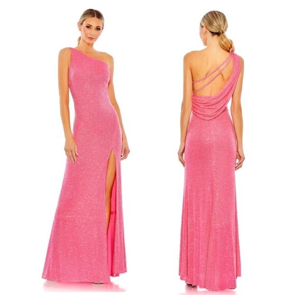 Mac Duggal Pink One Shoulder Dress - Picture 2 of 10